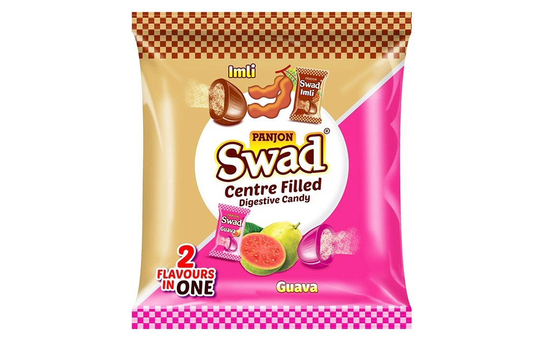 Swad Centre Filled Digestive Candy, Imli & Guava   Pack  135 grams